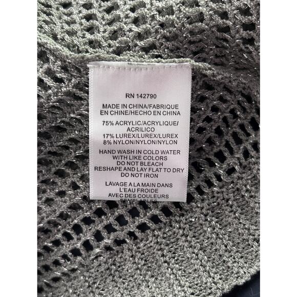 NWT BCBGMaxAzria Silver Metallic Crochet Poncho Sweater - Picture 10 of 10